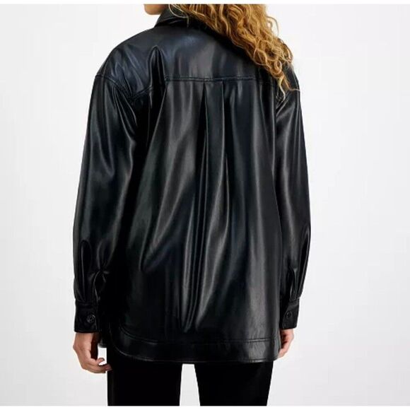 Guess Faux Leather Jacket Size S Black New With Tags - Picture 4 of 11